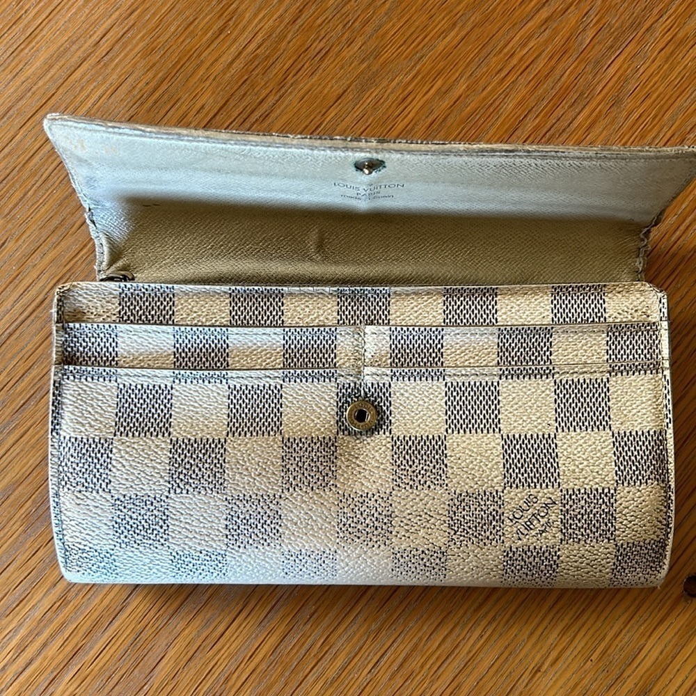 Authentic Louis Vuitton Damier Azur Sarah Wallet Worn Needs Some Love Project - Picture 14 of 14
